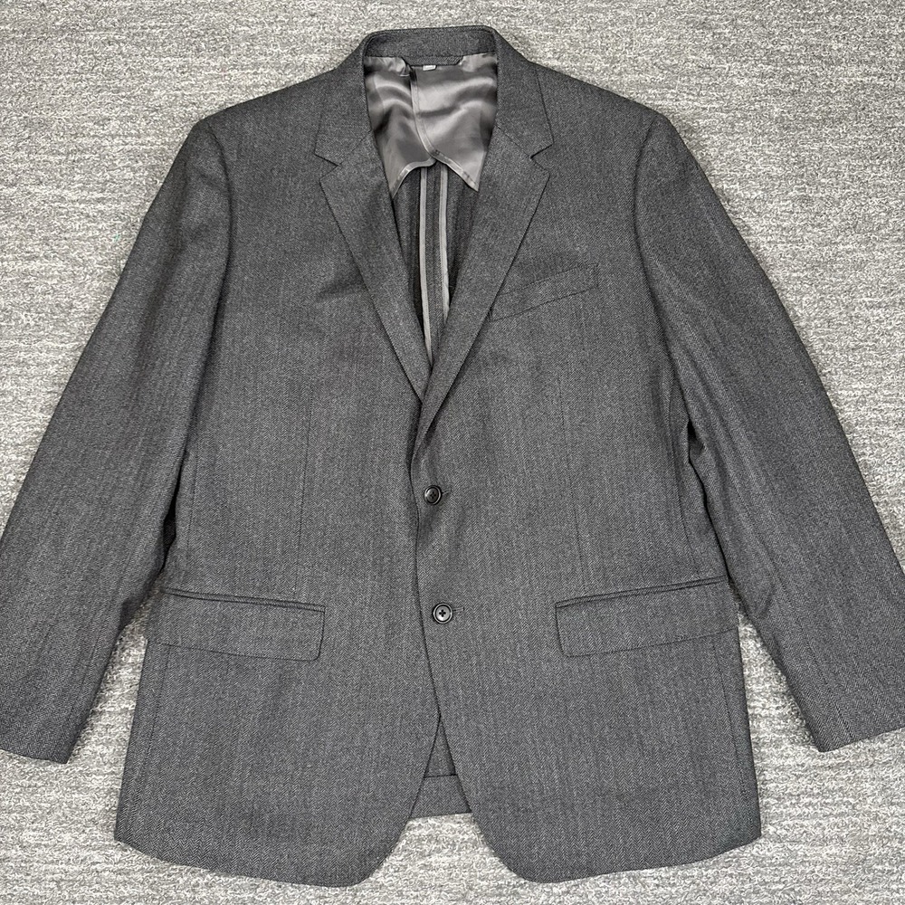 Bonobos Blazer Men 46R Gray Herringbone Wool Marzotto Jacket Sport Coat Stretch